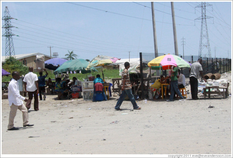 Roadside vendors. Victoria Island.