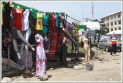 Roadside vendors with mannequins. Victoria Island.