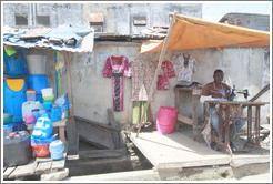 Roadside tailor. Victoria Island.