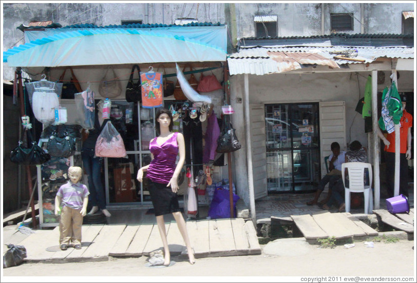 Mannequins in front of a store. Victoria Island.