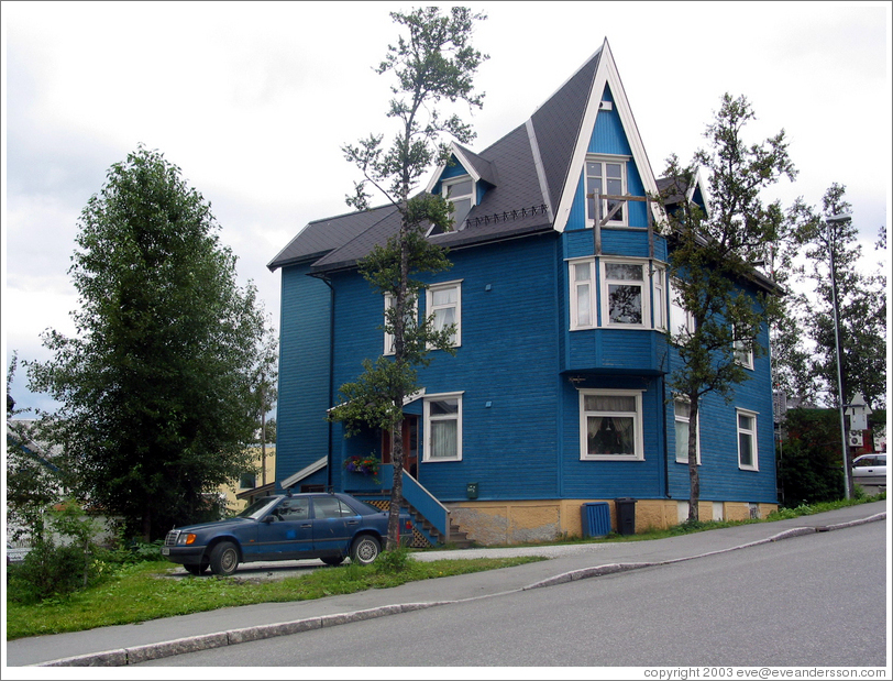 Blue house.