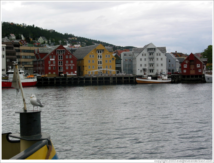 Colorful waterfront houses.