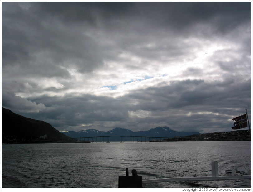 Mountains and bridge.