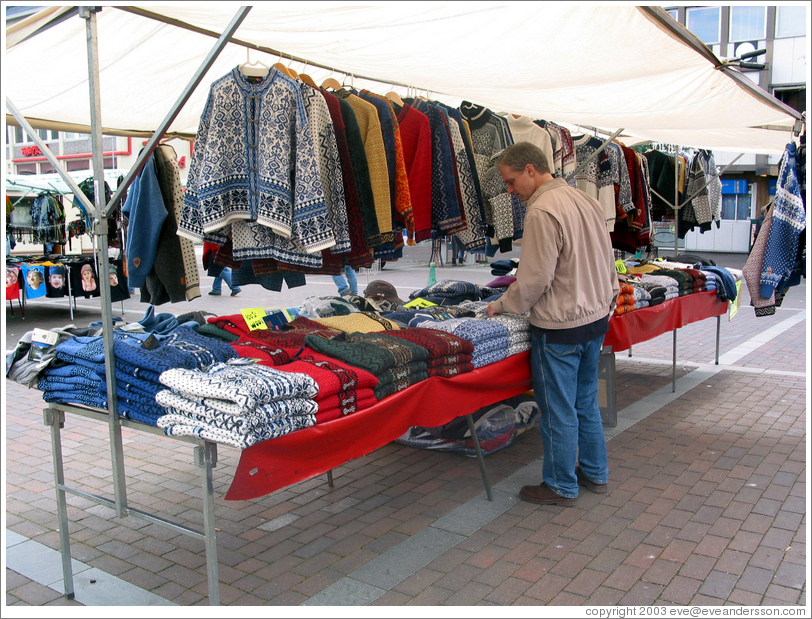 Sweaters at downtown market.