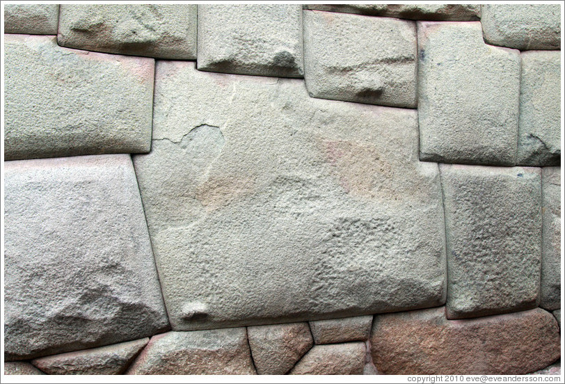 12-sided Inca stone, an example of the perfect craftmanship of the walls of Palacio del Inka Roka, Calle Hatun Rumiyoc.