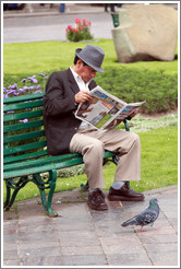 Man on a bench, Plaza de Armas.