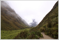 Cloud-filled valley seen from the Inca Trail.
