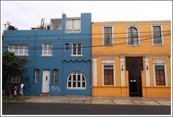 Blue and yellow buildings, Barranco neighborhood.