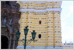 Pigeons resting on Iglesia de San Francisco, Historic Center of Lima.