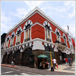 Red building at Jir?e la Uni?nd Calle Puno, Historic Center of Lima.