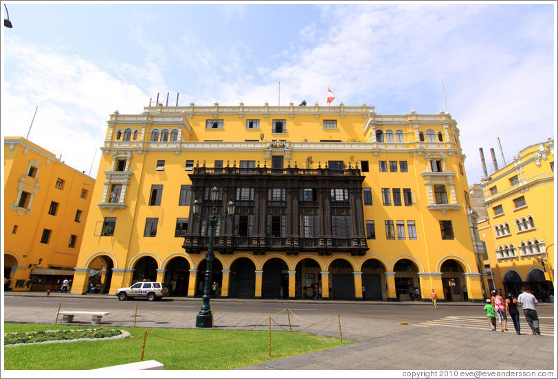 Yellow building, Plaza de Armas, Historic Center of Lima.