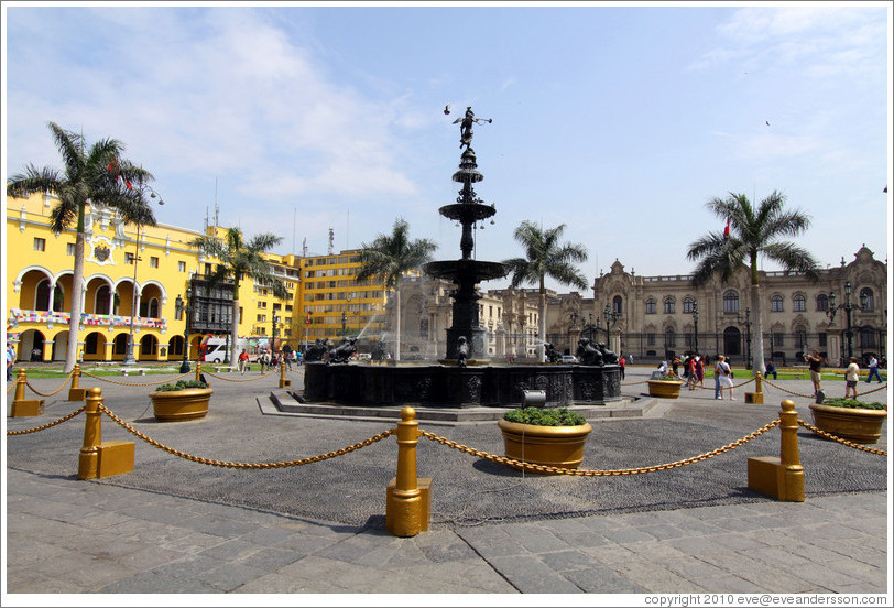 Fountain, Plaza de Armas, Historic Center of Lima.