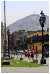 Mountain behind the Plaza de Armas, Historic Center of Lima.
