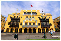 Yellow building, Plaza de Armas, Historic Center of Lima.