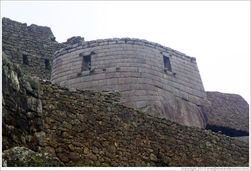 Curved wall of the Temple of the Sun, Machu Picchu.