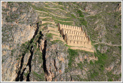 Ruins on Pinkuylluna hill, seen from the Ollantaytambo Fortress.