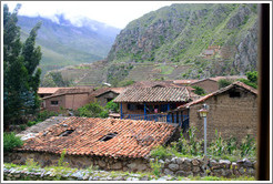 View of the town and Ollantaytambo Fortress from Apu Lodge.