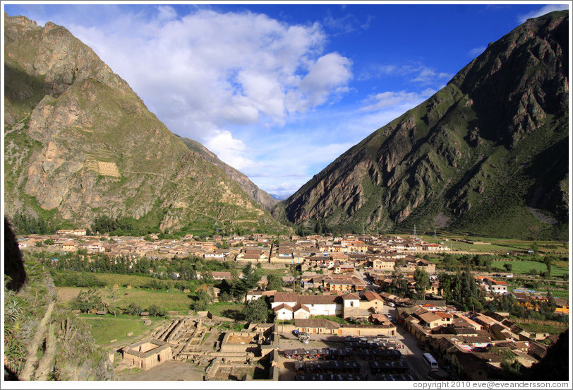 View of Ollantaytambo from Ollantaytambo Fortress.