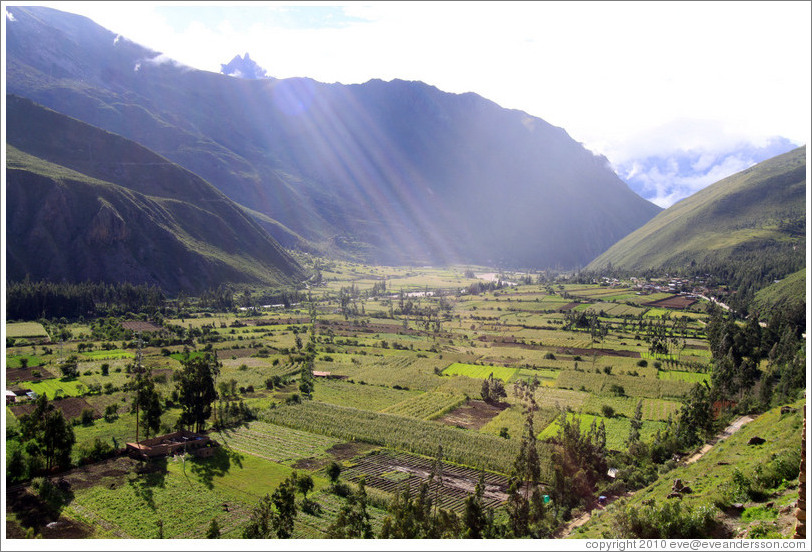 View of fields from Ollantaytambo Fortress.