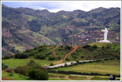 Statue of Jesus overlooking Cusco, seen from the Sacsayhuam?ruins.