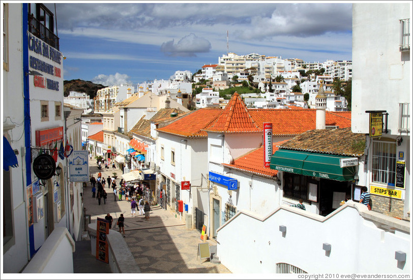 View of Albufeira from the steps next to T?nel Peneco, the tunnel leading to Praia do Peneco (Peneco's Beach).