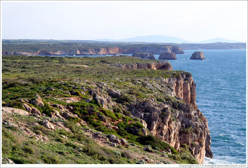 Cliffs and small islands, coast near Sagres.
