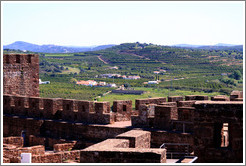 Silves Castle, with green fields behind it.