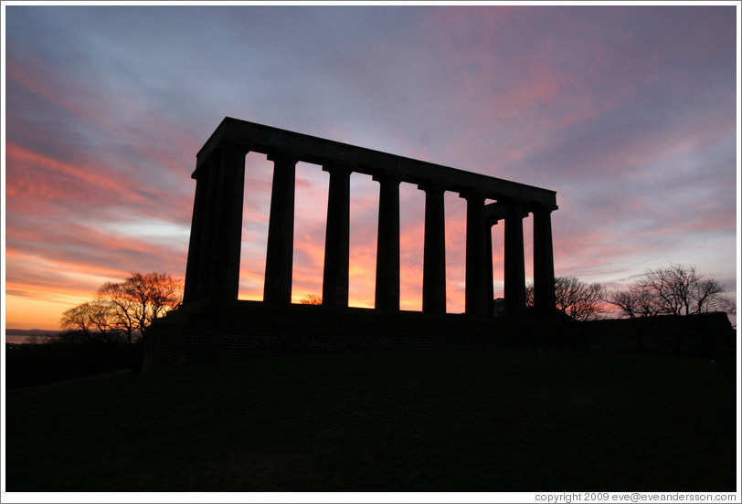 National Monument at sunrise.  Calton Hill.