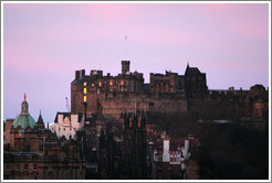 Edinburgh Castle at sunrise, viewed from Calton Hill.