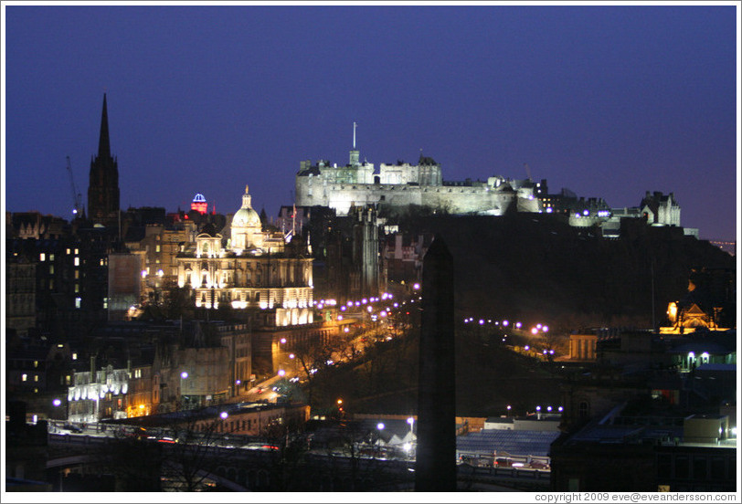 Edinburgh Castle at night, viewed from Calton Hill.