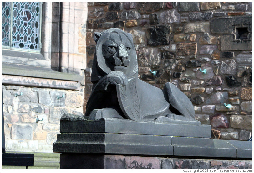 Lion statue.  Edinburgh Castle.