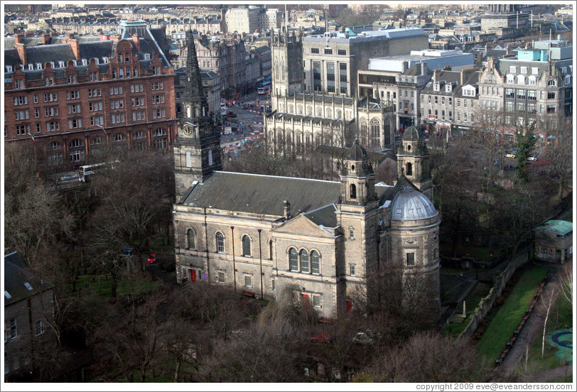 St. Cuthbert's Parish Church, viewed from Edinburgh Castle.