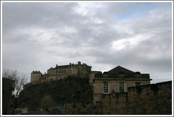 Edinburgh Catle, viewed from the Vennel.  Old Town.