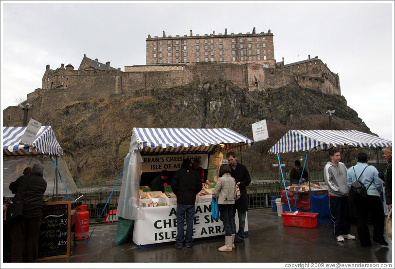 Farmers market, in front of the Edinburgh Castle barracks.  Castle Terrace.  Old Town.