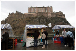 Farmers market, in front of the Edinburgh Castle barracks.  Castle Terrace.  Old Town.