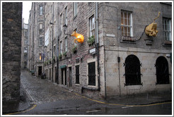 Building with cow front and back.  Cowgate and Victory Street.  Old Town.