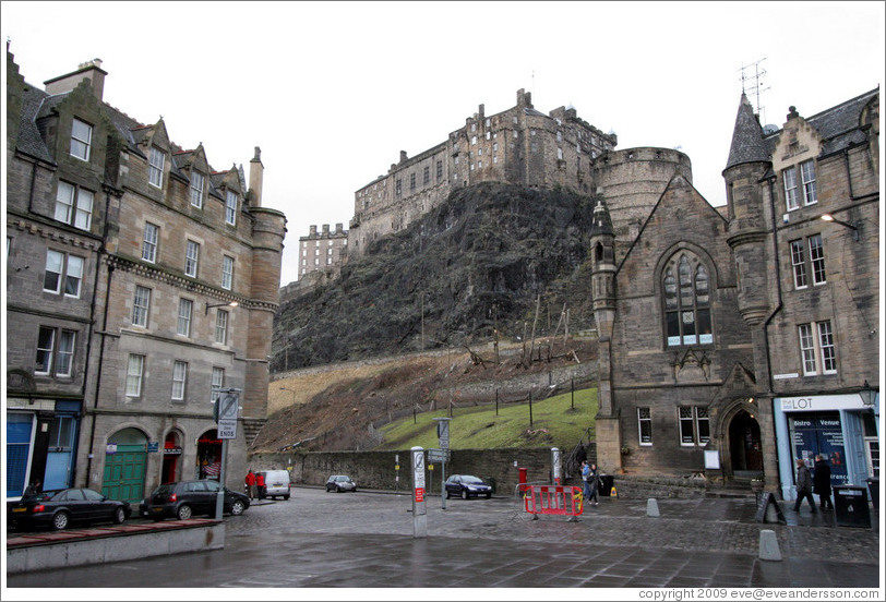 Grassmarket, with the Edinburgh Castle behind.  Old Town.