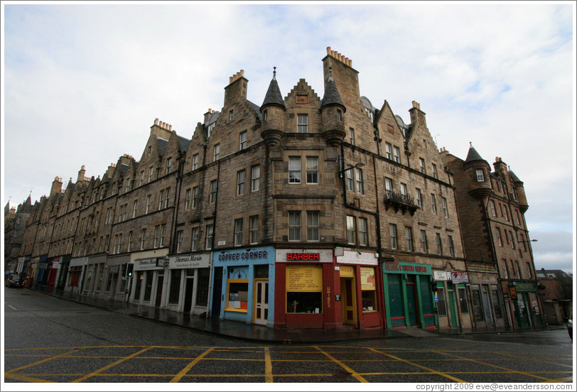 Buildings at Holyrood Road and St. Mary's Street.  Old Town.