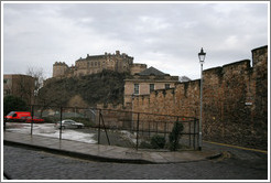 The Vennel and Telfer Wall with  a view of the Edinburgh Castle.  Old Town.