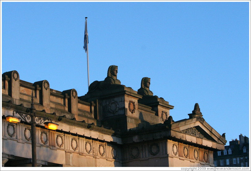 Sphinxes atop the Royal Scottish Academy&#8206; building.  Princes Street.