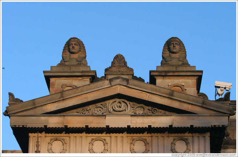 Sphinxes atop the Royal Scottish Academy&#8206; building.  Princes Street.