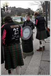 Rugby fans wearing kilts.  Princes Street.