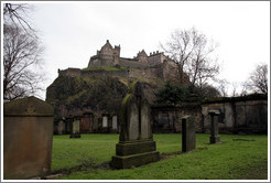 St. Cuthbert's Kirkyard, looking toward the Edinburgh Castle.