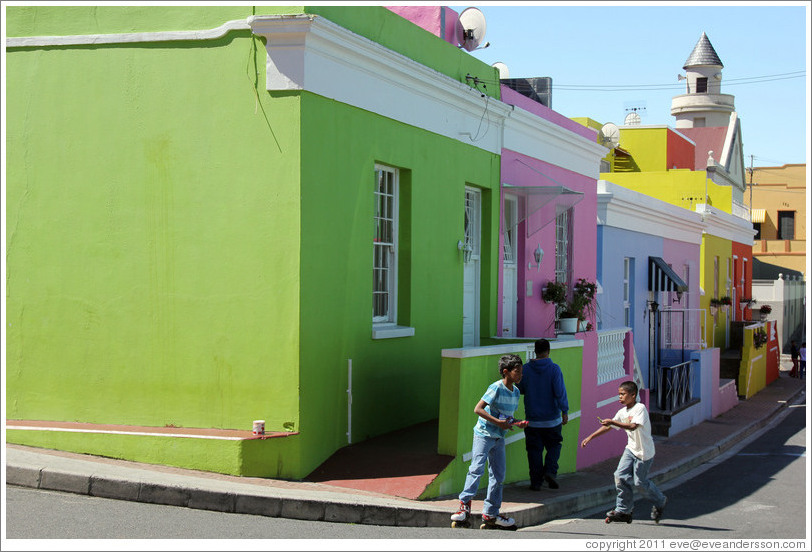 Children skating. Chiappini Street, Bo-Kaap.