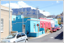 Chiappini Street, Bo-Kaap, with Table Mountain behind.
