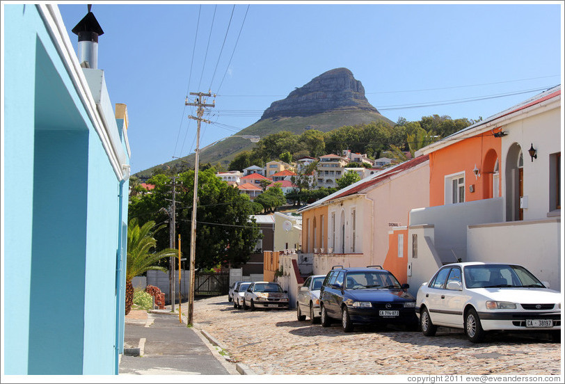 Morris Street, Bo-Kaap, with Lion's Head behind.