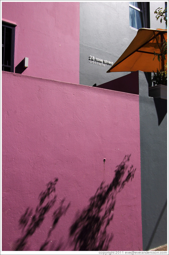 Purple and grey buildings. Rose Street, Bo-Kaap.