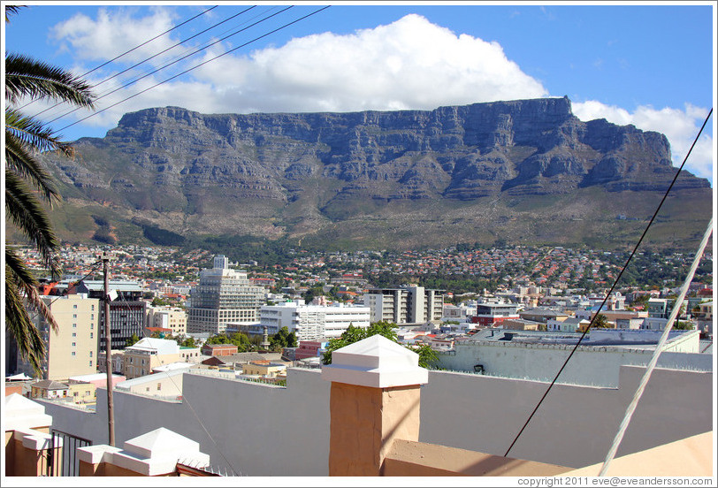 Table Mountain viewed from Dawes Street, Bo-Kaap.