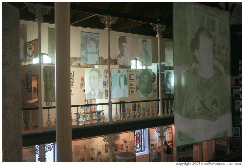 District Six Museum.  Pictures of people who were forcibly removed from their homes and relocated to townships.