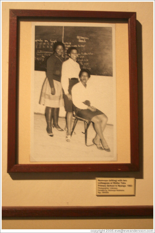 Photography of Nomvuyo, one of the people forcibly removed from her home and relocated to a township.  District Six Museum.
